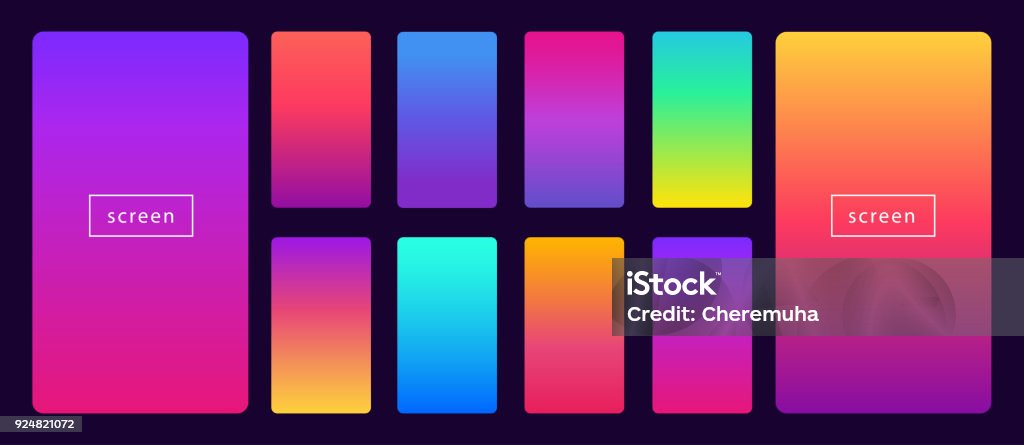 Soft color background on dark background. Soft color background on dark. Modern screen vector design for mobile app. Soft color abstract gradients. Color Gradient stock vector