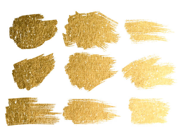 istock Vector gold paint smear stroke stain set. Abstract gold glittering textured art illustration. 924825372