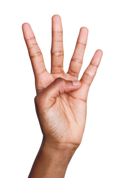 istock Black hand shows number four isolated 924825864
