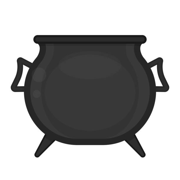 Cauldron isolated on white Black pot isolated on white background. Vector illustration of empty old witches cauldron. cauldron stock illustrations