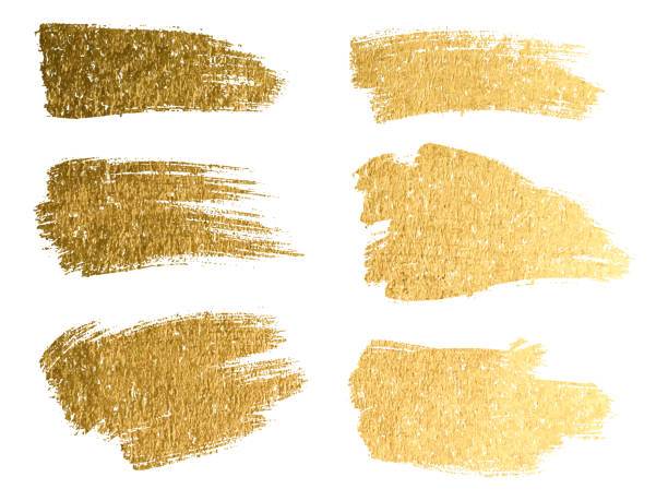 istock Vector gold paint smear stroke stain set. Abstract gold glittering textured art illustration. 924825972