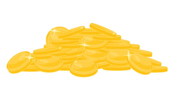 ilustrações, clipart, desenhos animados e ícones de pilha de ouro branco - coin currency stack gold