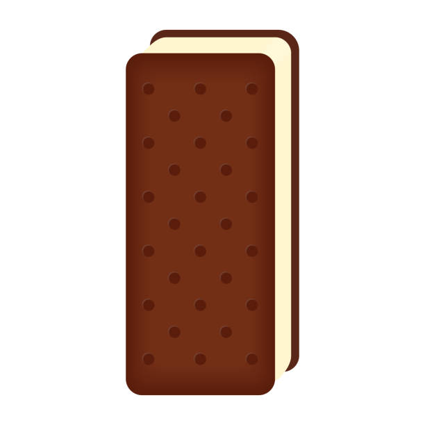 ilustraciones, imágenes clip art, dibujos animados e iconos de stock de crema de hielo sandwich aislado - biscuit brown cake unhealthy eating