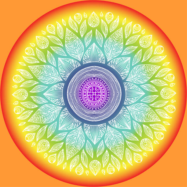 mandala, geometrischen zeichen symbol des universums, chakra-yoga-meditation, skizze-vektor-aquarell-stil - thai culture thailand painted image craft product stock-grafiken, -clipart, -cartoons und -symbole