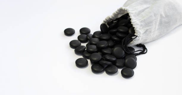 go game black stones on white background