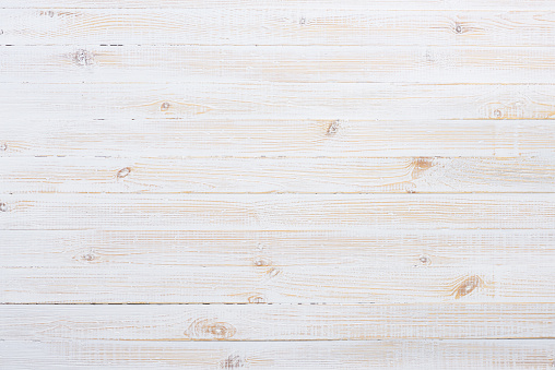 White painted old wooden planks table texture