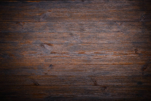 istock Dark old wooden planks table texture 924841506