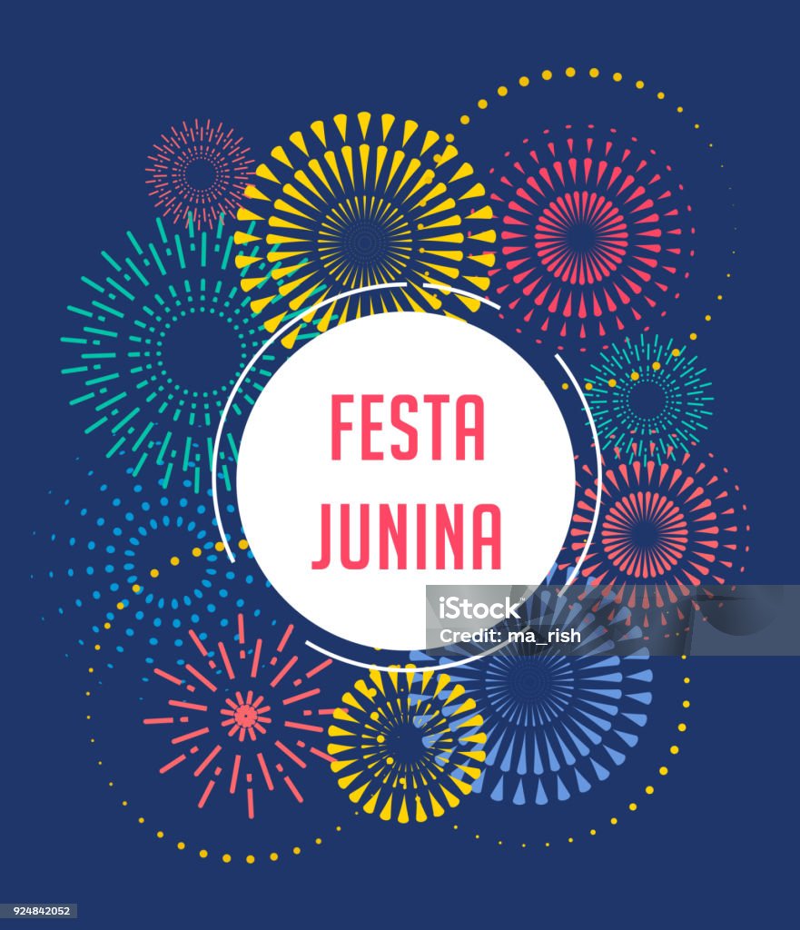 Festival Brasileiro de junho Festa Junina - latino-americana, - Vetor de Fogos de artifício - Evento de entretenimento royalty-free