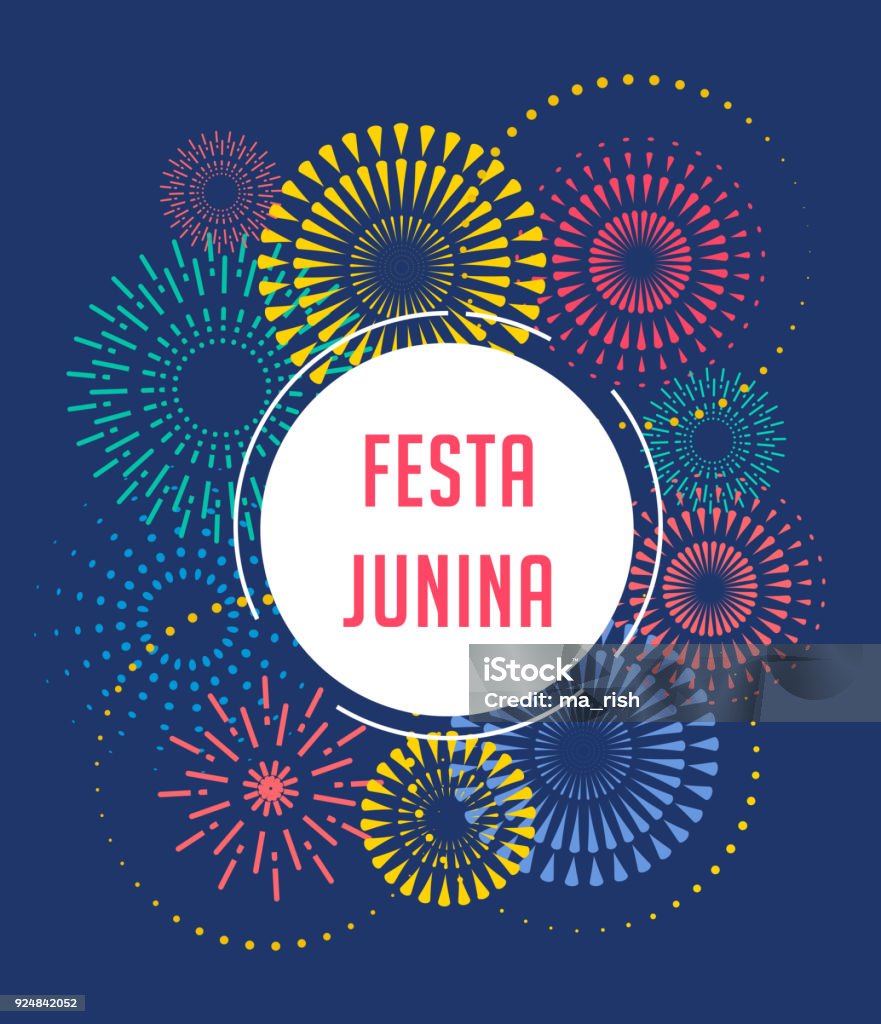 Festa Junina - Latin American, Brazilian June Festival Festa Junina - Latin American, Brazilian June Festival, holiday poster Firework Display stock vector