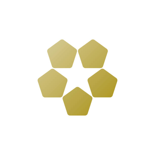 ilustrações de stock, clip art, desenhos animados e ícones de 5 pentagons making 1 star icon - pentagon