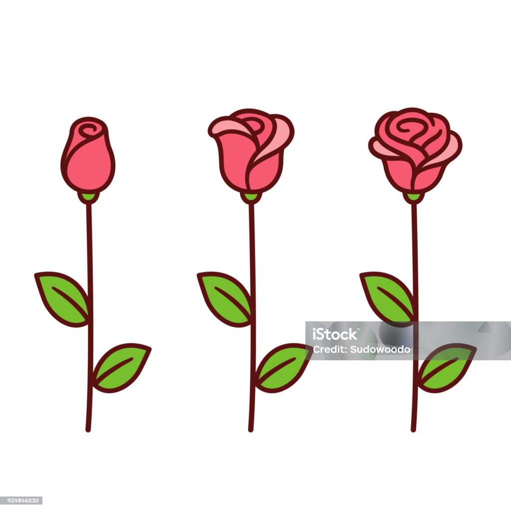 Cartoon Rose Set Stock Illustration - Download Image Now - Rose - Flower,  Flower, Icon - iStock