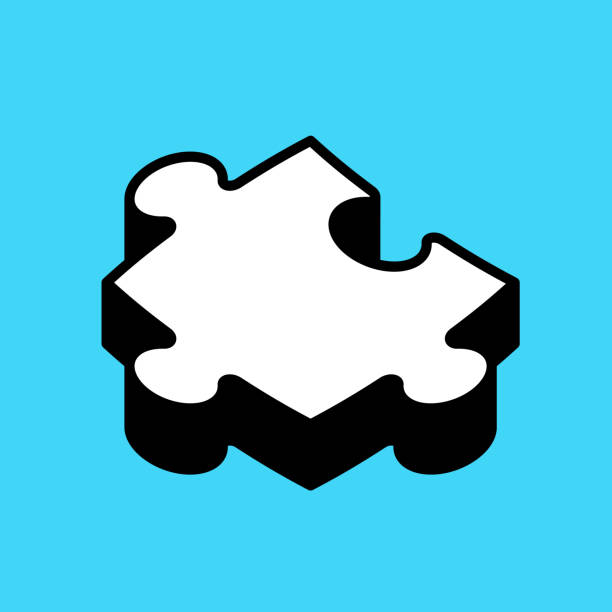 kreskówka puzzle 3d kawałek, ikona wektora - jigsaw piece three dimensional three dimensional shape jigsaw puzzle stock illustrations