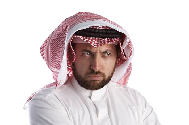Arabian empresário com cólera - foto de acervo