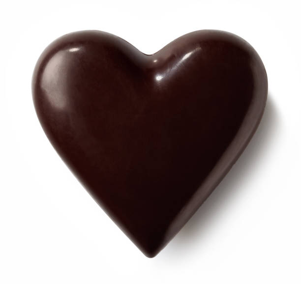 istock Dark chocolate heart on white background 924849036