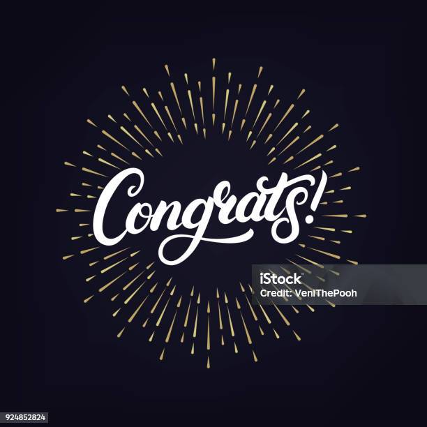 Congrats Hand Written Lettering Stock Illustration - Download Image Now - Congratulating, Handwriting, Square - Composition