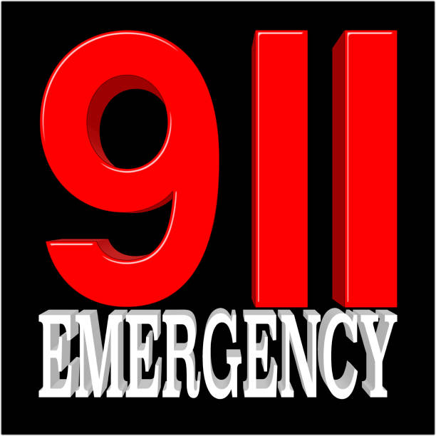 Stock Illustration - Red 911, White Emergency, 3D Illustration.