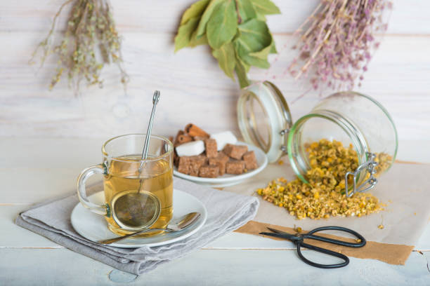 istock Making a beverage with chamomile flowers and a mesh ball tea infuser 924862006