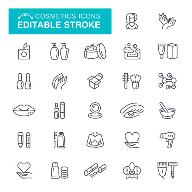 Makeup, Beauty, Beauty Product, Editable Stroke Icon Set