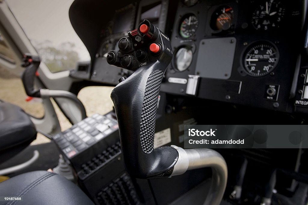 Zyklischer Kontrolle sticks in einem EurocopterB3 AS350 - Lizenzfrei Cockpit Stock-Foto