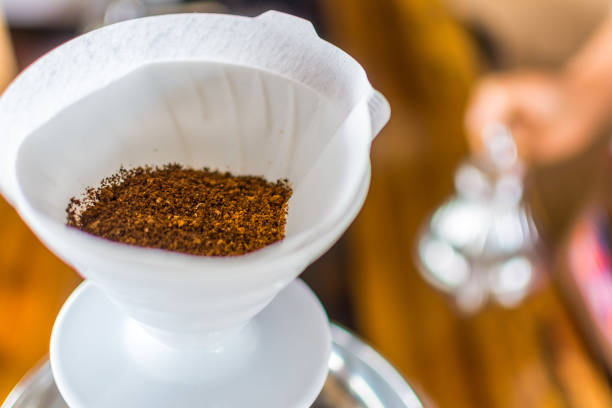 istock Black coffee on wooden, Drip coffee. 924878586