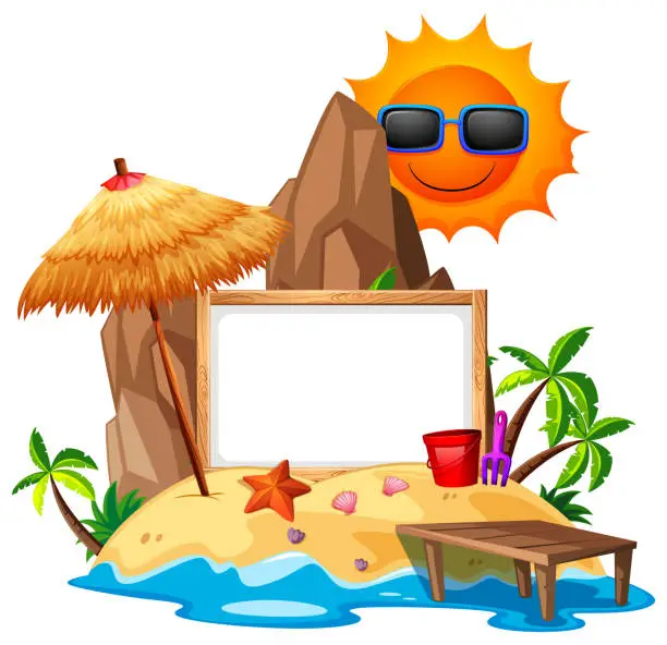 Vector illustration of Border template with summer theme