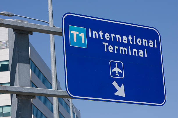 istock Sign pointing way to International aiport terminal 92489247