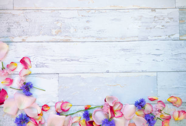 istock Fallen petals on wooden background 924893202