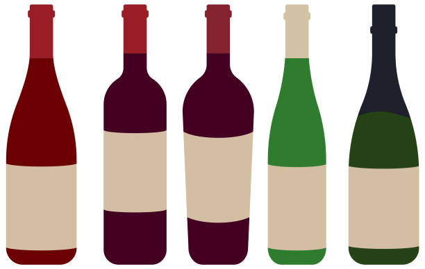 illustrations, cliparts, dessins animés et icônes de bouteille de vin rouge rose - liqueur color image isolated nobody