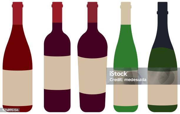 Bottle Wine Red Rose Stock Illustration - Download Image Now - Wine Bottle, Vector, Wine