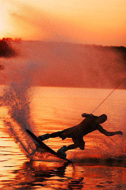 Wakeboarder Rutschen Sonnenuntergang – Foto