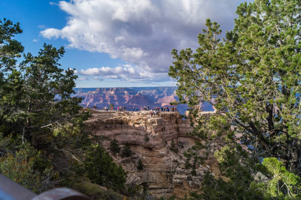 A majestic view of the  Grand canyon National park (south rim), Arizona, USA. An amazing view of the Grand canyon National park (south rim) Arizona, USA, against cloudy sky. yaki point stock pictures, royalty-free photos & images