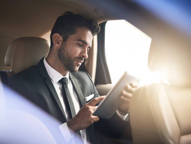 His tablet allows him to work on the go