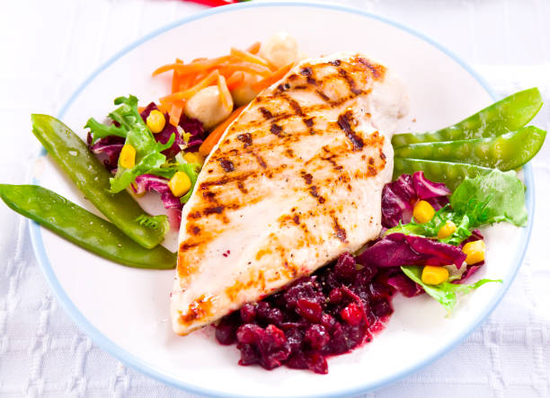 A healthy chicken and salad meal