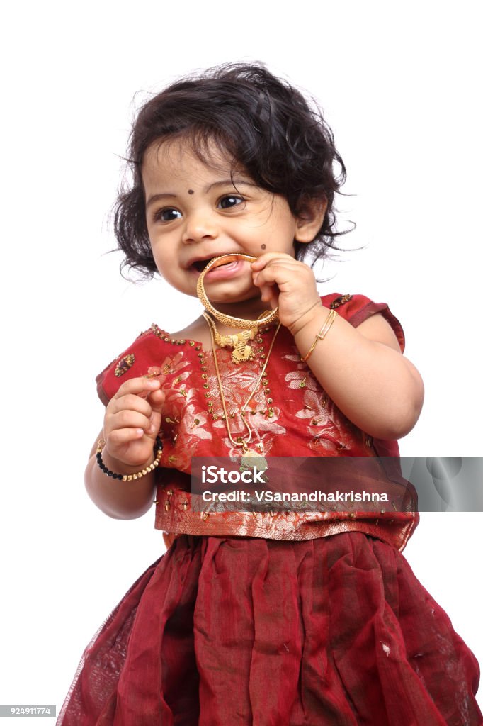 Cute Indian Baby Girl With Traditional Indian Dress Stock Photo - Download  Image Now - iStock