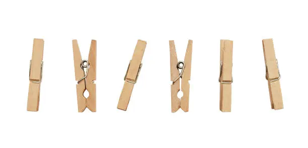 Set of decorative clothespins isolated on white