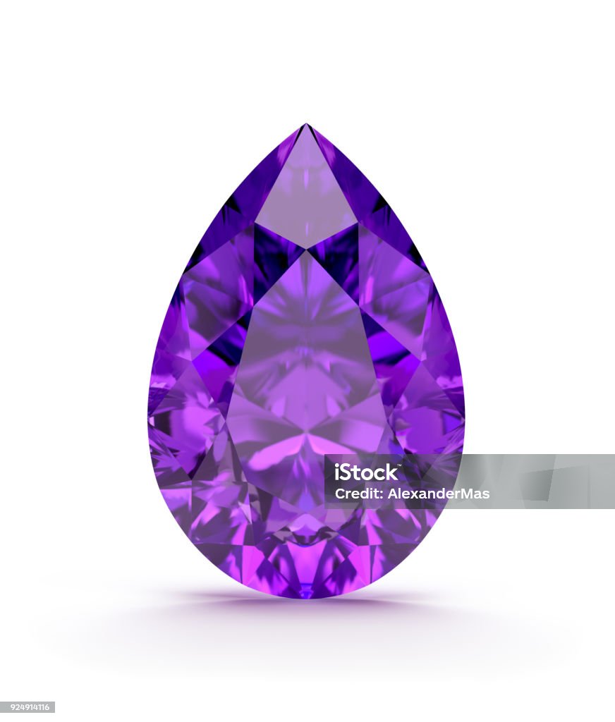 Amethyst precious stone Amethyst beautiful precious stone. 3d image. White background. Amethyst Stock Photo