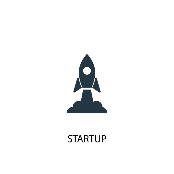 start-symbol. einfaches element abbildung - rakete stock-grafiken, -clipart, -cartoons und -symbole