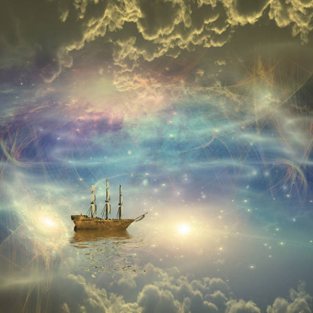 istock Sailing ship sails through the stars 924915900