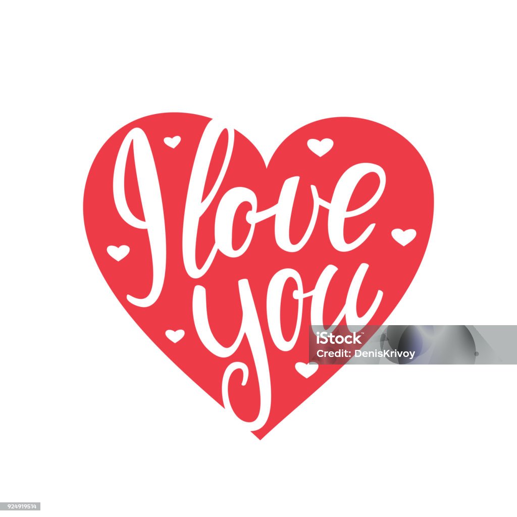 Vector illustration: Handwritten lettering of I Love You on heart background Handwritten lettering of I Love You on heart background I Love You stock vector