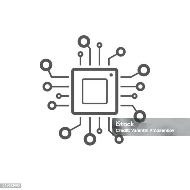 Processor Line Vector Icon For Websites And Mobile Minimalistic Flat Design Mini Cpu Icon Flat Style Mobile Cpu Vector Phone Cpu Illustration Basic Cpu Icon Editable Stoke Stock Illustration - Download Image Now
