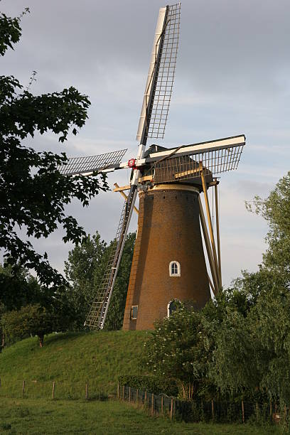 Mill in the evening stock photo