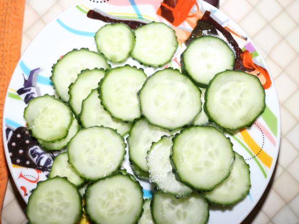 cut green cucumber dish