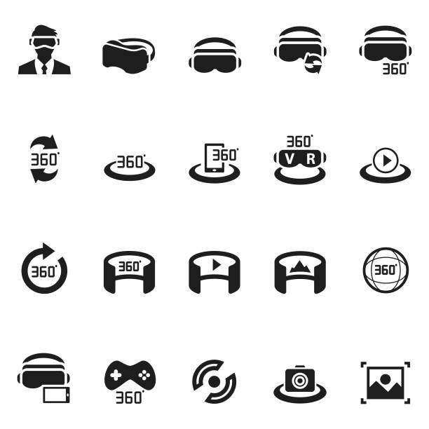 virtual-reality-icon-set - virtuelle realität stock-grafiken, -clipart, -cartoons und -symbole