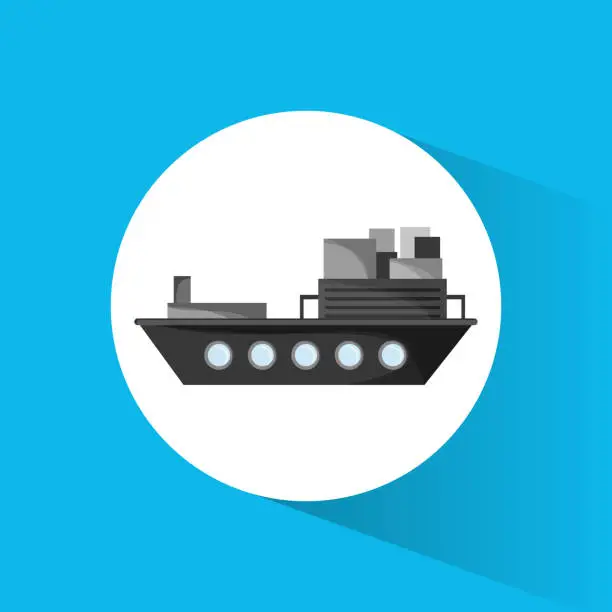 Vector illustration of ship cargo container transport