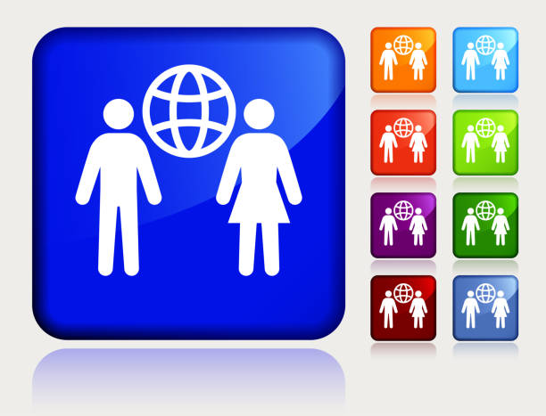 istock Man And Woman Stand Near The Globe. 924938128