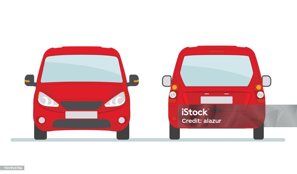 Red car isolated on white background. Red car isolated on white background. Front and rear view. Vector illustration. Car stock vector