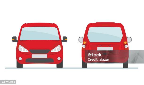 Red Car Isolated On White Background Stock Illustration - Download Image Now - Car, Rear View, Front View