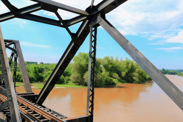 istock railway bridge across the river on white background select focus with shallow depth of field. 924948514