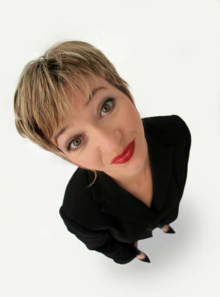 istock Funny businesswoman looking up 92495031