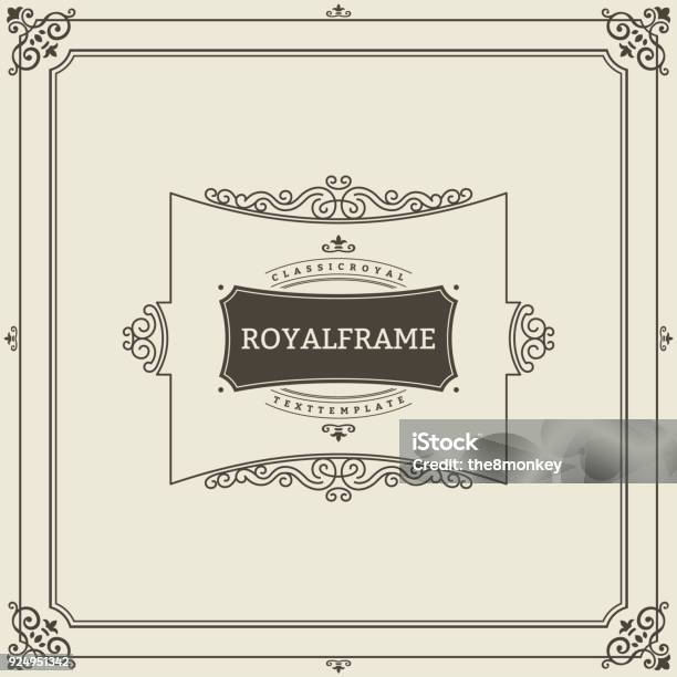 Vintage Ornament Greeting Card Vector Template Retro Luxury Invitation Royal Certificate Flourishes Frame Vintage Background Vintage Frame Vintage Ornament Ornaments Vector Ornamental Frame Stock Illustration - Download Image Now